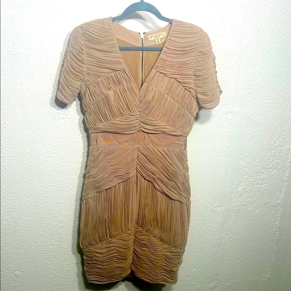 Burberry London - Ruched Chiffon dress women size 8 - Picture 3 of 6